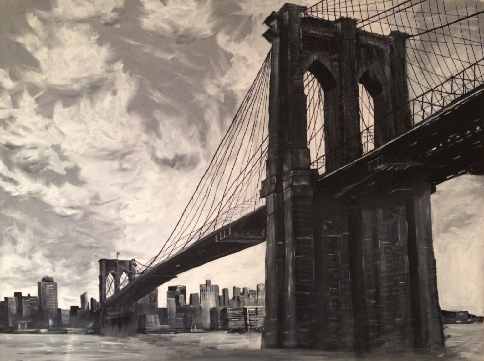 Painting of the Brooklyn Bridge by E.M. Merricks