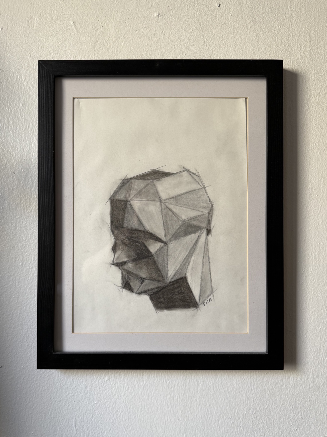 Painting of sculpted head by E.M. Merricks