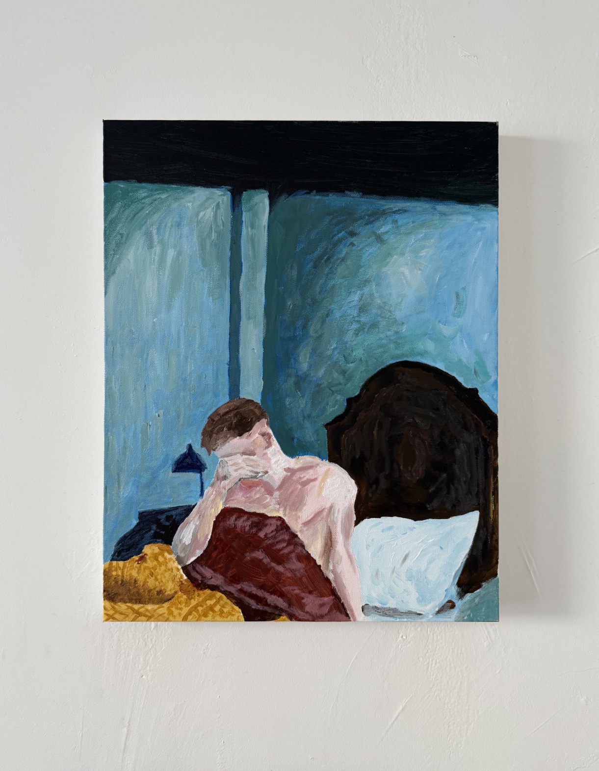 Painting of man in bed by E.M. Merricks